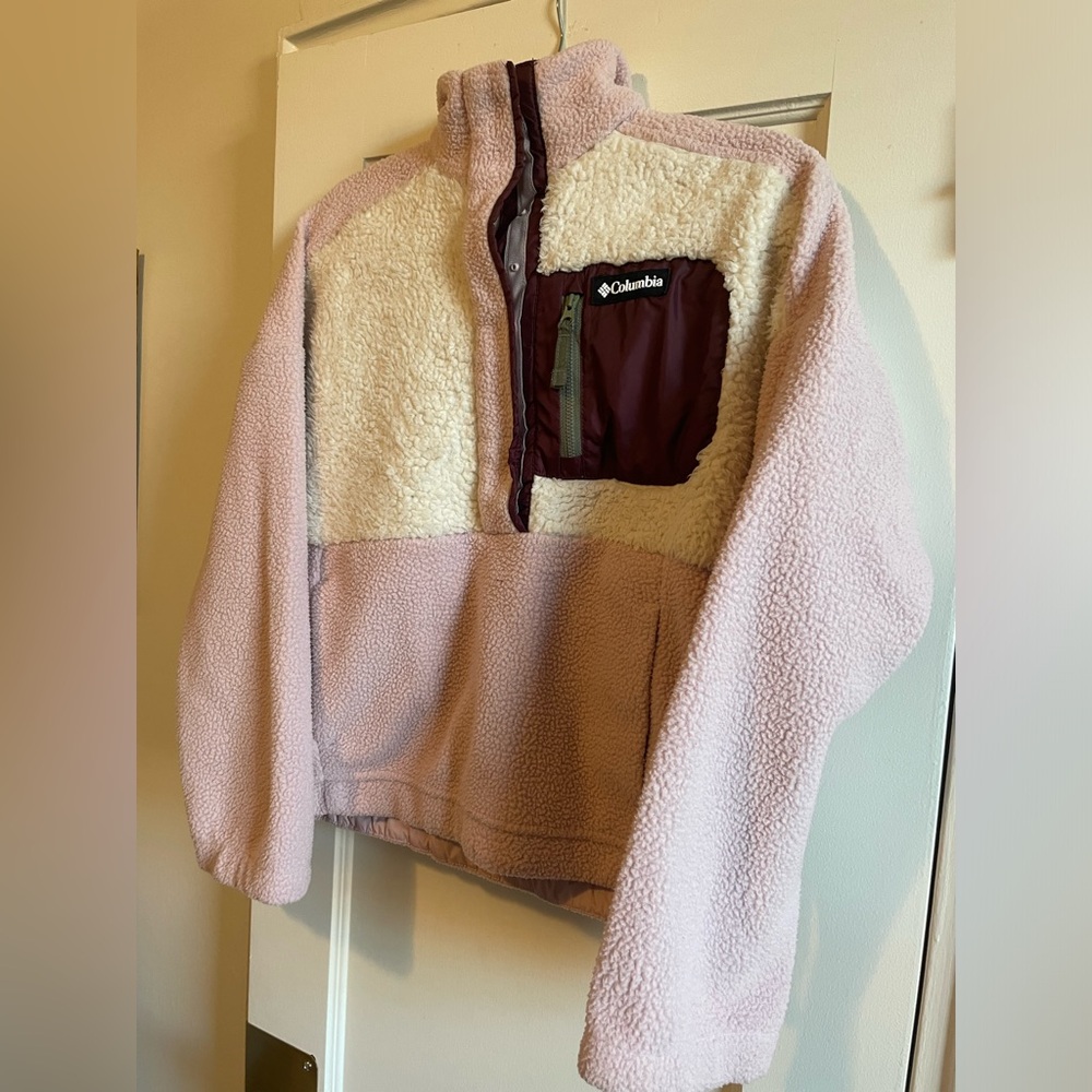 Ladies Columbia Fleece Pullover in Baby Pink Small